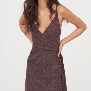 H&M Burgundy wrap dress Polka Dot M